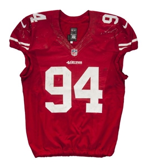2012 Justin Smith Game Worn San Francisco 49ers Home Jersey Worn vs Buffalo on October 7th (NFL AUCTION PSA/DNA COA)